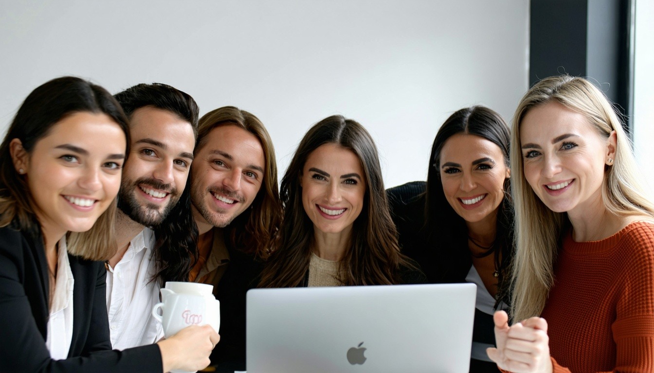 Equipe de marketing digital trabalhando em estratégias online